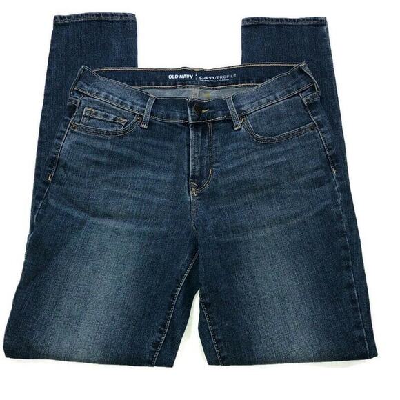 Old Navy Womens Jeans Curvy Mid Rise Skinny Denim Blue Jeans Sz 4 Short Med Wash - Picture 3 of 9